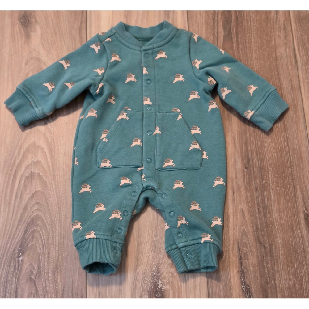 Cloud Island Christmas Holiday Reindeer Sweatshirt Romper Baby Size Newborn